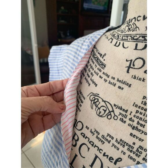 Vineyard Vines Blue White Striped Wrap Tie Top Linen - Picture 6 of 10